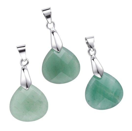 Green Aventurine Faceted Drop Pendant – Set of 3