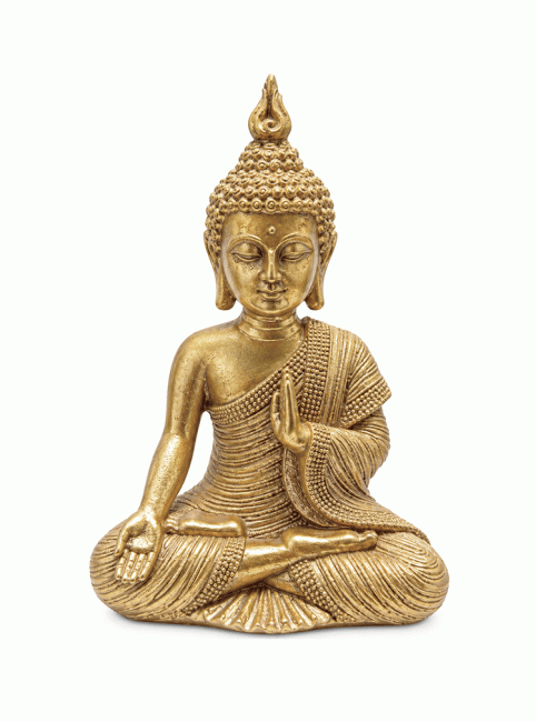 incense at Golden Buddha Statue Teaching Mudra in Resin 15 cm