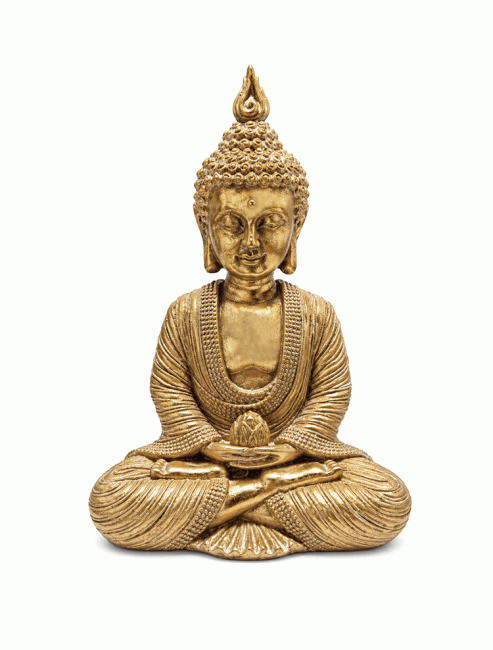 incense at Golden Resin Meditation Buddha Statue 15 cm
