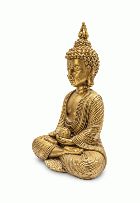 incense at Golden Resin Meditation Buddha Statue 15 cm|gb