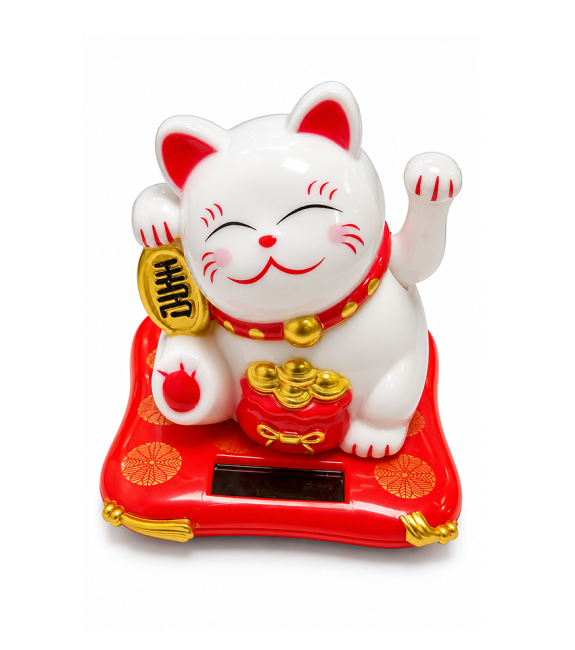 incense at Solar Maneki Neko Lucky Cat with Waving Arm 7.5 cm
