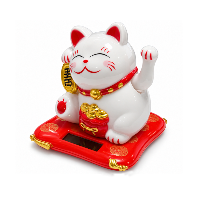 incense at Solar Maneki Neko Lucky Cat with Waving Arm 7.5 cm|gb