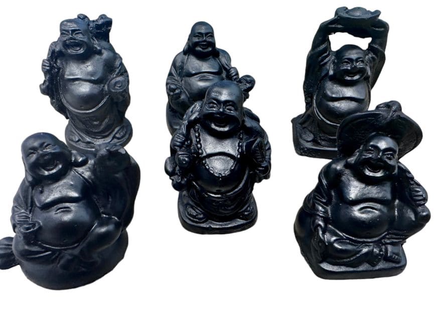 Set of 6 black bouddha resin 5cm