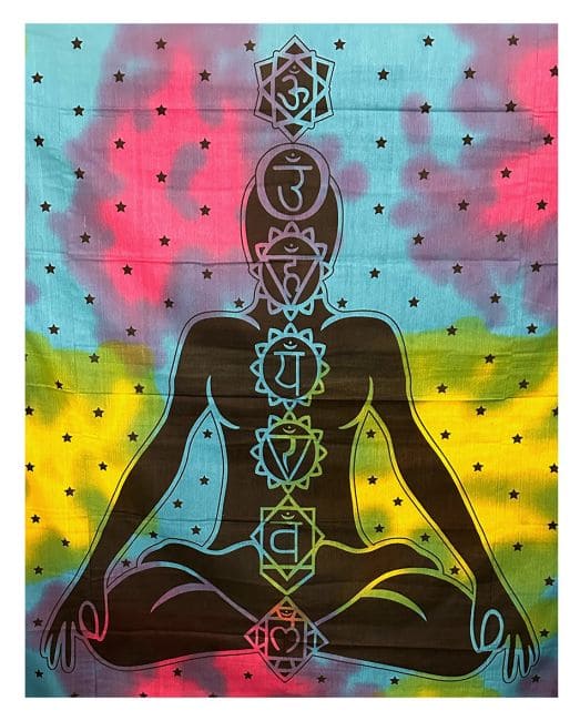 Yellow, Pink, Turquoise 7 Chakras  bedsheet