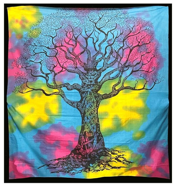 Tree of Life Tapestry Turquoise Pink Mauve