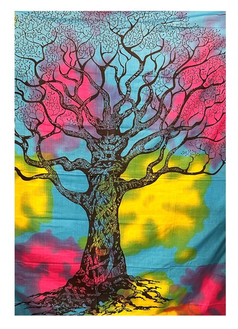 Tree of Life Tapestry Turquoise Pink Mauve