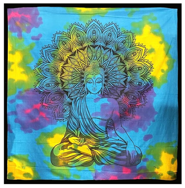 Buddha Wall Hanging Yellow Green Turquoise