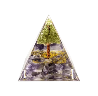 Orgonite Pyramid Amethyst & Peridot Tree of Life