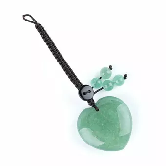 Green Aventurine Heart Bag Charm in Natural Stone
