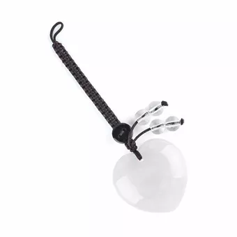 Heart-shaped bag charm in natural stone, made of rock crystal.