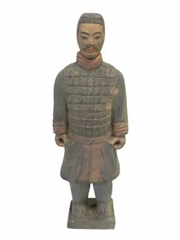 Antique Terracotta Colourful Knight Statue 20cm