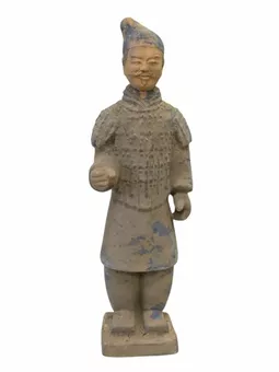 Antique Terracotta Colorful Warrior Statue 26cm