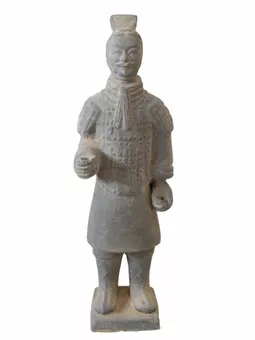 Black Warrior Statue with Terracotta Armor, 25cm