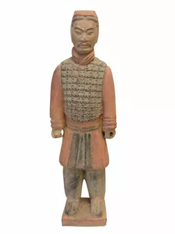 Antique Terracotta Colourful Knight Statue 26cm