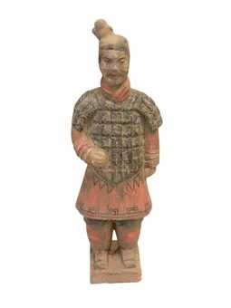Antique Terracotta Colorful Warrior Statue 26 cm