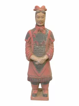 Antique Colourful Terracotta Statue General 26cm