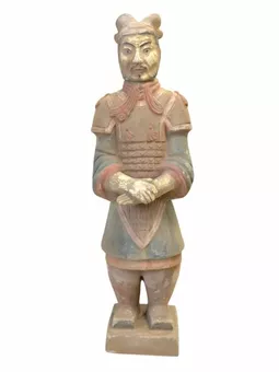 Antique Colourful Terracotta Statue, General Size, 35cm