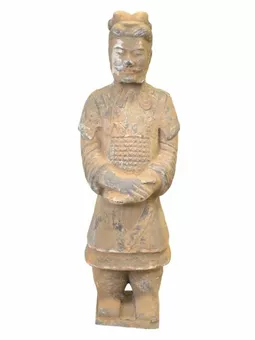 Antique Colourful Terracotta Statue, General Size, 36cm