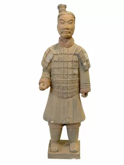 Antique Terracotta Colourful Warrior Statue 36 cm