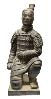 Black Kneeling Archer Statue in Terracotta 35cm