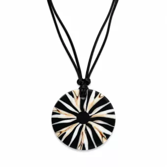 Mother-of-pearl necklace on a velvet cord