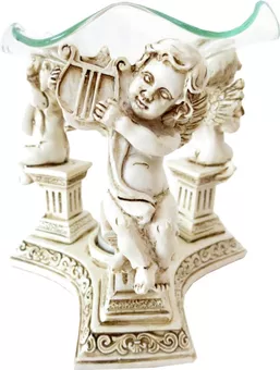 Burner with 3 white angels on a 12cm pillar