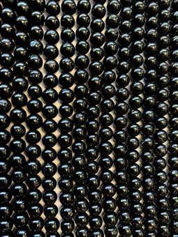 Black Tourmaline Round Beads Strand A 6-7mm