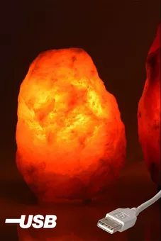 Natural Salt Lamp 3XS USB with Wooden Base 0.5-1Kg