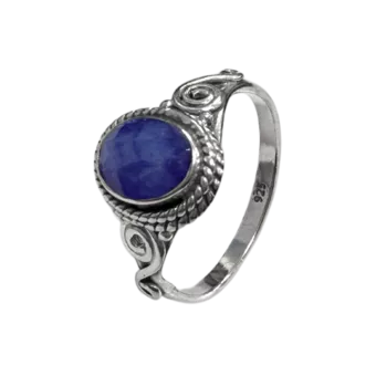 925 Silver Ring Faceted Blue Sapphire AA T54