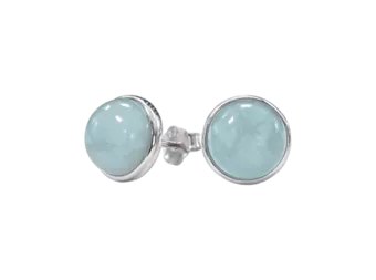 925 Silver Earrings Aquamarine AA 8mm