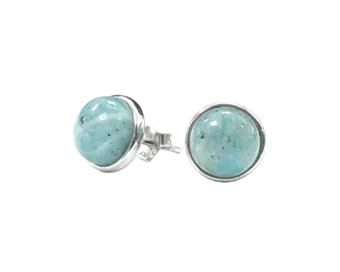 925 Silver Earrings Amazonite AA 8mm