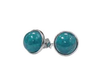 925 Silver Earrings Blue Apatite AA 8mm