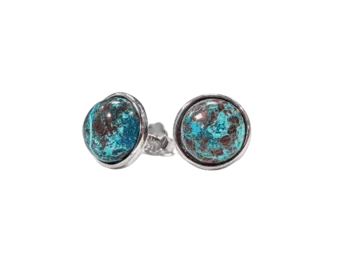 925 Silver Chrysocolla AA Earrings 8mm