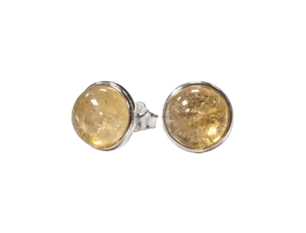 925 Silver Earrings Natural Citrine AA 8mm