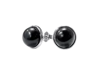 925 Silver Black Obsidian Earrings A 8mm