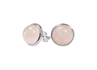 925 Silver Earrings Rose Quartz AA 8mm