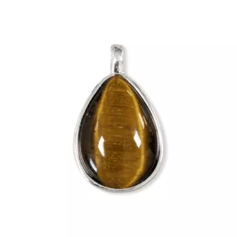 925 Silver Tiger Eye Drop Pendant AA 23.5mm