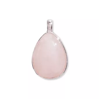 925 Silver Drop Pendant Rose Quartz AA 23.5mm