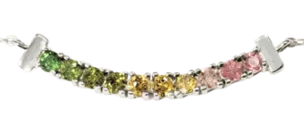 925 Silver Necklace Faceted Multicolor Tourmaline AA 3mm