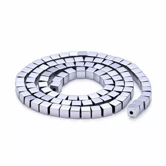 Square Silver Hematite Spacer Beads – 4×4 mm