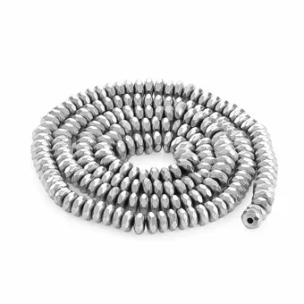 Silver Hematite Faceted Spacer Beads 4x2mm