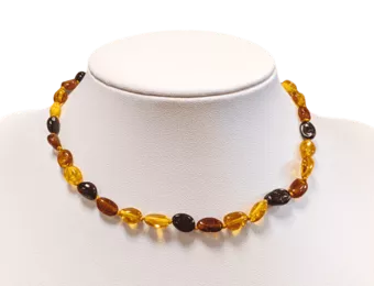 Baby necklace pop Baltic amber olive multicolour 32cm