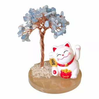 Aquamarine Tree of Life with Manekineko