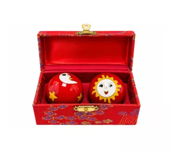 Red Sun and Moon Chinese Massage Balls 4.2 cm