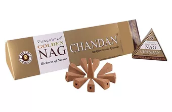 Vijayshree Golden Nag Chandan Backflow Incense Cones 12 pcs