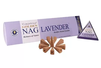 Vijayshree Golden Nag Lavender Backflow Incense Cones 12 pcs