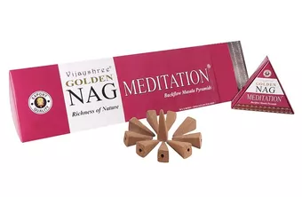 Vijayshree Golden Nag Meditation Backflow Incense Cones 12 pcs