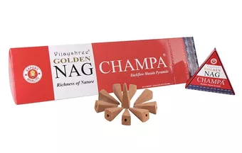 Vijayshree Golden Nag Champa Backflow Incense Cones 12 pcs