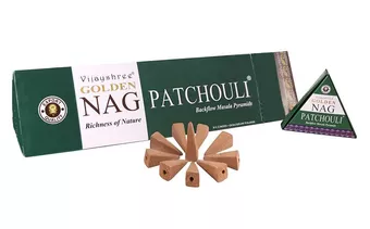 Vijayshree Golden Nag Patchouli Backflow Incense Cones 12 pcs