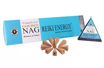 Vijayshree Golden Nag Reiki Energy Backflow Incense Cones 12 pcs